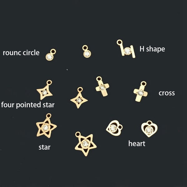 14K Gold Filled Star Charm, Gold Filled Heart Charms For Jewelry Making Supplies, Bracelet Charm, Necklace Charm, Earring Charm,Circle Cross