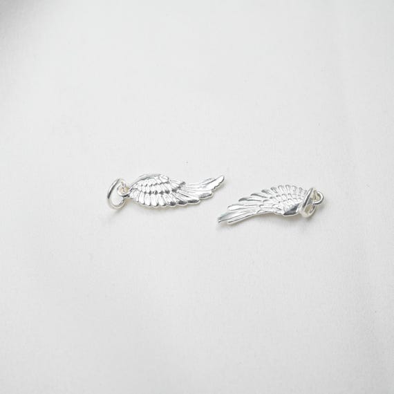 Sterling Silver Angel Wing Charm, Jewelry DIY Supplies