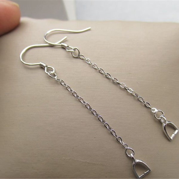 Sterling Silver Earring Hook with Cable Tassel Pinch Bail,  Silver Earring Wires for Jewelry Making, Simple Ear Wire Hook, Earring Component