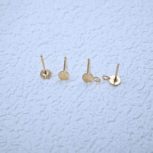 14k Gold füllte Ohrring-Posts, flaches rundes, Herz, Quadrat, DIY Schmuckzubehör