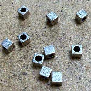 Sterling Silver Cube Bead, Geometric Spacer