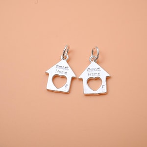 Sterling Silver Sweet Home Charm, DIY Jewelry (16x13x1.5mm)