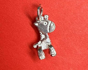 Sterling Silver Giraffe Charm, Safari Jungle Necklace, Wildlife Pendant