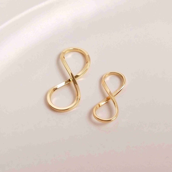 10 14K Gold Plated Small Infinity Connector Charms, Gold Tone Infinity Charm, Shiny Gold Tone Infinity Connectors for Bracelet Necklace