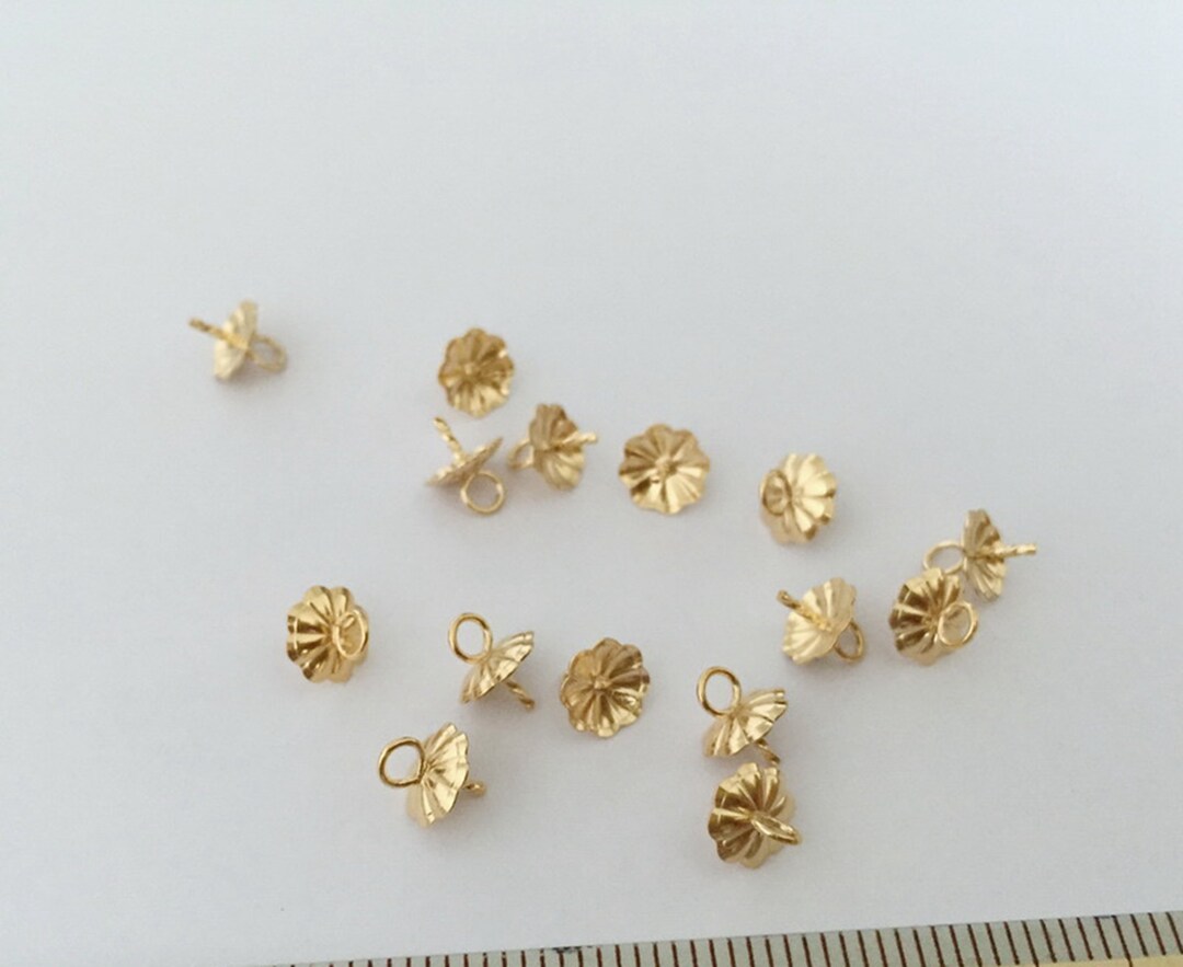 14K Gold Filled Pinch Bails With Cup and Peg for Half Drilled Etsy
