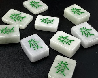 Green Jade Mahjong Tile Charm, Board Game Pendant