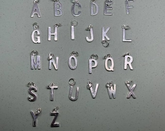 1pc Sterling Silver initial Charm Letter Pendant, s925 Silver Alphabet Charm For Jewelry Making Supplies, Bracelet Charm, Earring Charm
