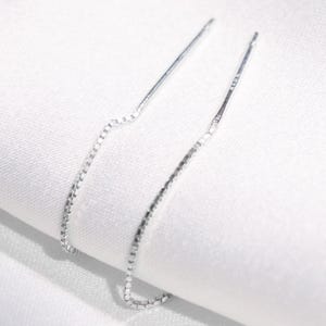 Sterling Silver Box Chain Earring Threader w/ Double Pin End, 925 Silver Ear Wire Threader, Tarnish Free Ear Threader 70mm