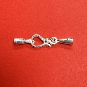 Sterling Silver S Hook Clasp with Double Cord End Cap, 925 Silver Clasp Connector, Bracelet Clasp, Necklace Clasp, Jewelry Findings