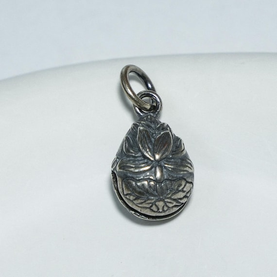 Sterling Silver Lotus Bell Charm, Spiritual Jewelry