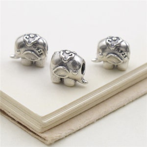 Sterling Silver Elephant Beads, silver animal Beads, 925 Silver elephant Beads, Spacer Beads, Bracelet Beads, Necklace Beads 9mm
