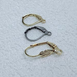 Gold Plated Stainless Steel Lever Back Earring Hooks with Loop, French Ear Wires, DIY Earring Making Supply