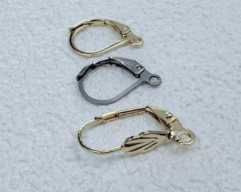 Gold Plated Stainless Steel Lever Back Earring Hooks with Loop, French Ear Wires, DIY Earring Making Supply