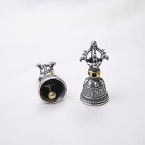 Sterling Silver Vajra Dorje Bead, Tibetan Bell, Spiritual Spacer