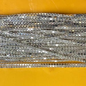 Sterling Silver Box Chain Footage, 925 Silver Bulk Chains, Unfinished Chains, Bulk Necklace Chain for DIY Jewelry Making Supplies