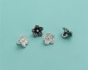 Sterling Silver Flower Charm Pendant, Small Botanical Jewelry