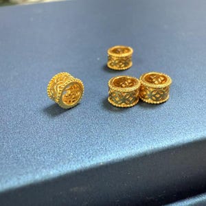 Gold Plated Over Sterling Silver Coin Beads, Wealth Bead, Success Bead, Prosperity Bead, Bracelet Spacer, Money Tube Bead, Large Hole Bead