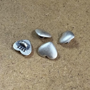 Sterling Silber Herz Knöpfe Perlen, Liebe Knopf Perlen, Schlichte Knöpfe, 925 Silber Knöpfe, Armband Knöpfe, Halskette Knöpfe, Knopf Spacer