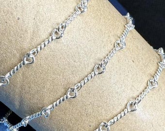 Sterling Silver Twist Rope Chain, Jewelry Making Supplies (1.3mm)