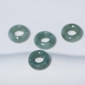 Green Jade Donut Beads, 10mm Flat Round Wheel Beads