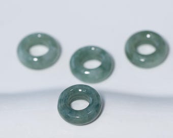 Green Jade Donut Beads, 10mm Flat Round Wheel Beads