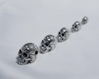 Sterlingzilveren schedelkraal, tussenstuk armband, ketting met 3 gaten