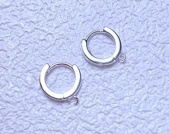 Sterling Silver Round Earring Hoops with Loops, Gold Plated Hoop Earring, Ear Wire Hoop, Earring Component, Huggie Earring Jewelry 10mm 12mm