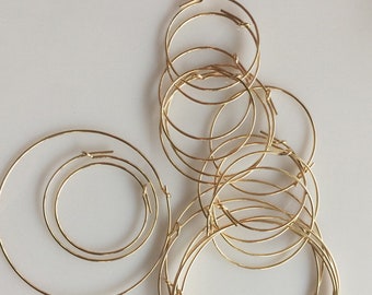 14K Gold Filled Beading Hoops, Gold Filled Hoop Earring, Earring Component, Round Ear Wire Hoop, Earring Hoop Findings For Jewelry Making