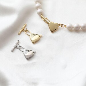 14K Gold Plated Love Heart Toggle Clasps w/ Loop, Gold Tone Toggle Clasp, Bracelet Clasp, Necklace Clasp, Love Heart Clasp, Toggle Set