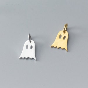 Sterling Silver Ghost Charm, s925 Silver Ghost Charms For Jewelry Making Supplies, Bracelet Charm, Earring Charm DIY