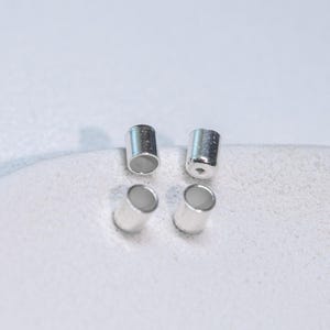 Sterling Silver Cord End Caps, 925 Jewelry Findings, Bracelet Connectors (2mm, 3mm)