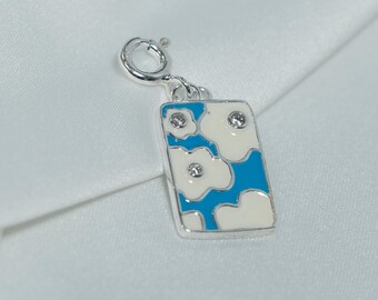 Sterling Silver Enamel Cloud Charm Pendant, Geometric Jewelry