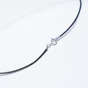 Collar de cordón encerado negro, cierre de plata de ley 925, cadena de cuero (1 mm-3 mm)
