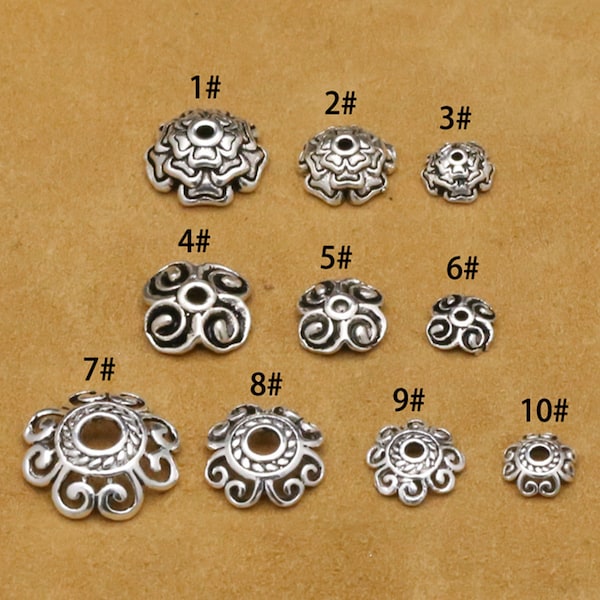 Sterling Silver Bead Caps, Flower Bead Caps, Silver Flower Bead Caps, Bulk Spacer Beads Caps, Three Layers Bead Caps, Spacer Bead Caps