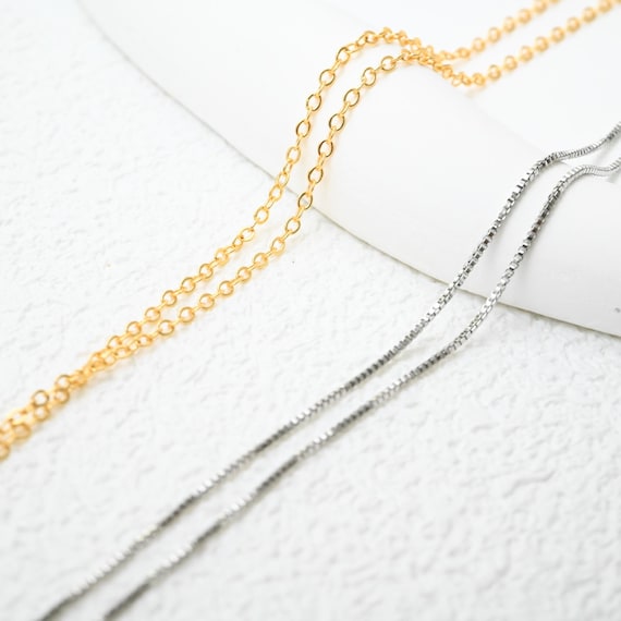 Collier Chaîne Ronde Plaqué Or Jaune - Longueur 41-45 Cm - Occasion - Sans Marque