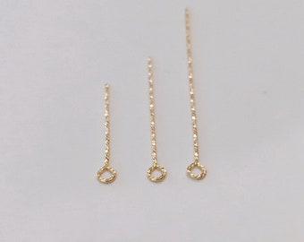 Perni a testa tonda con occhiello in oro 14 carati, per la creazione di gioielli (19-65,5 mm)