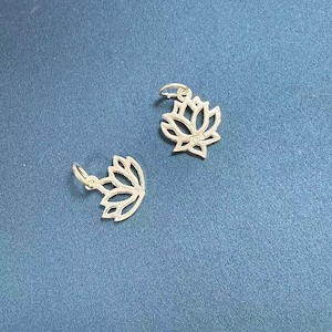 Sterling Silver Lotus Flower Charm Pendant, Buddhist Bracelet, Meditation Necklace, Yoga Earring, Spiritual Jewelry, Symbolic Charm