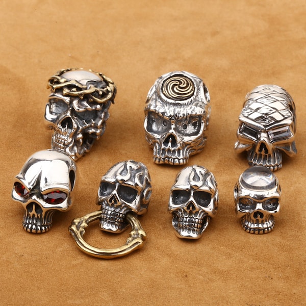 Sterling Silver Skull Head Guru Beads, Silver Three Holes Guru Beads, 925 Silver Skull Spacer Bead, Jesus Skull Bead, Bracelet Beads