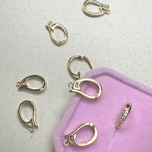 14K Gold Plated Shortener Enhancer Clasp for Pearl Bracelet Necklace, Gold Tone Pearl CZ Zircon Clasp, Pearl Shortener Clasp