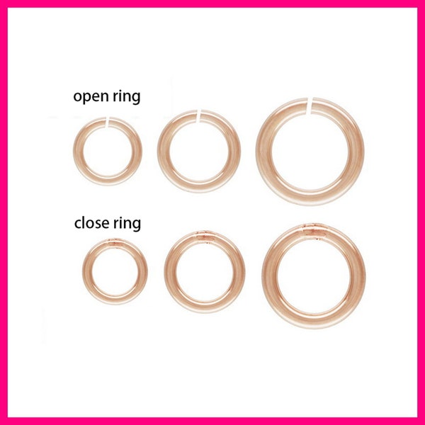 14K Rose Gold Filled Open Jump Rings , Rose Gold Filled Closed Round Ring Jewelry, Round Jump Rings 2.5mm 3mm 3.5mm 4mm 5mm 6mm