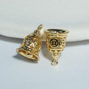 14K Vergoldete Münze Anhänger, Silent Jingle Bell Anhänger (15 mm)