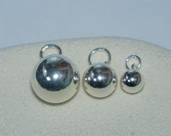 Sterling Silver Round Ball Charm, Jewelry Making (5mm-24mm)