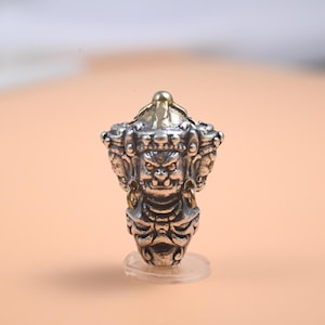 Sterling Silber Mahakala Guru Perle, drei Löcher, Vajra Dorje