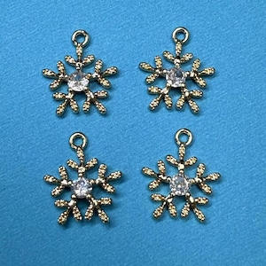 14K Gold Plated CZ Snowflake Christmas Charm