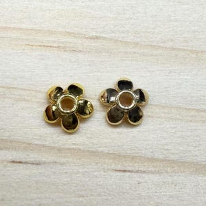 14K Gold Plated Brass Flower Bead Caps, 6mm Floral Bead Caps, Gold Tone Flower Bead Caps For Jewelry Making, Bulk Spacer Bead Cap