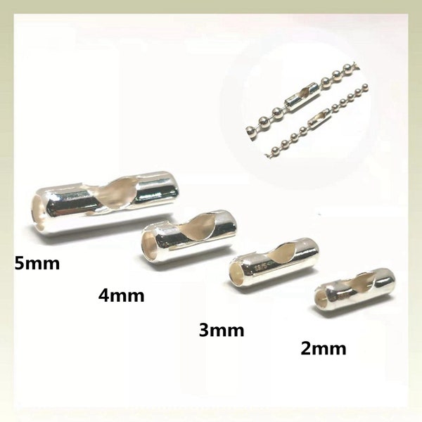 Sterling Silber Kugelkettenstecker, s925 Silberkugelkettenverschluss, Silberkugelkettenstecker, Kugelkette 2mm 3mm 4mm 5mm