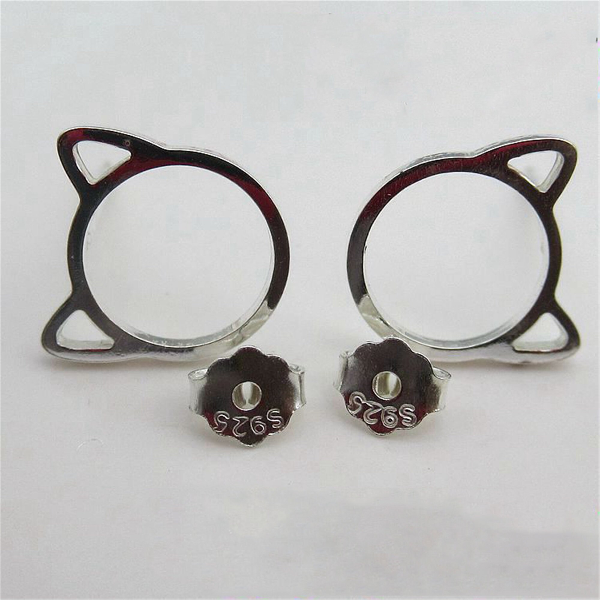 Orecchini A Perno In Argento Sterling 925 – Testa Di Gatto – Venduti Al Paio
