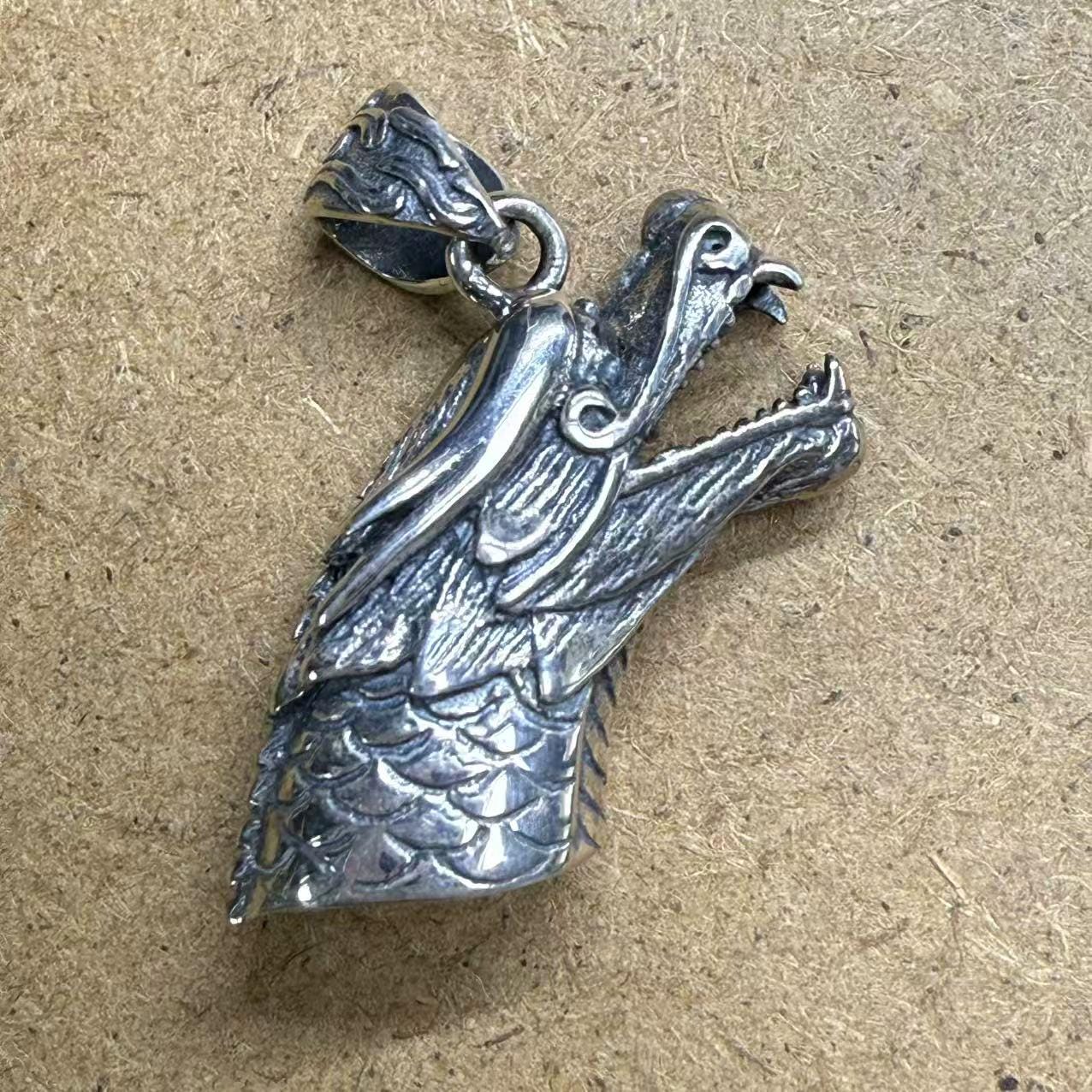 Monture pendentif dent d'animal en argent sterling S925, collier pendentif dent tête de loup/ours, collier dent de loup, collier animal, collier homme