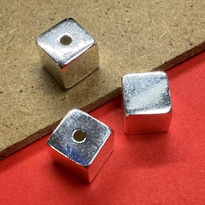 Sterling Silver Cube Beads, 925 Silver Cube Beads, Square Beads, Sterling Checked Cube Beads Sterlin 6mm 8mm 10mm