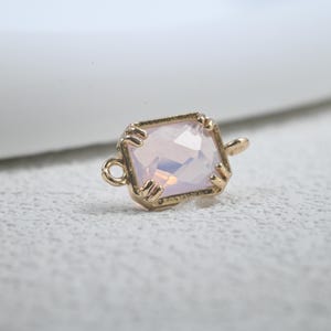 Gold Plated CZ Rectangle Charm, Geometric Birthstone Connector (8.5x16mm) image 5